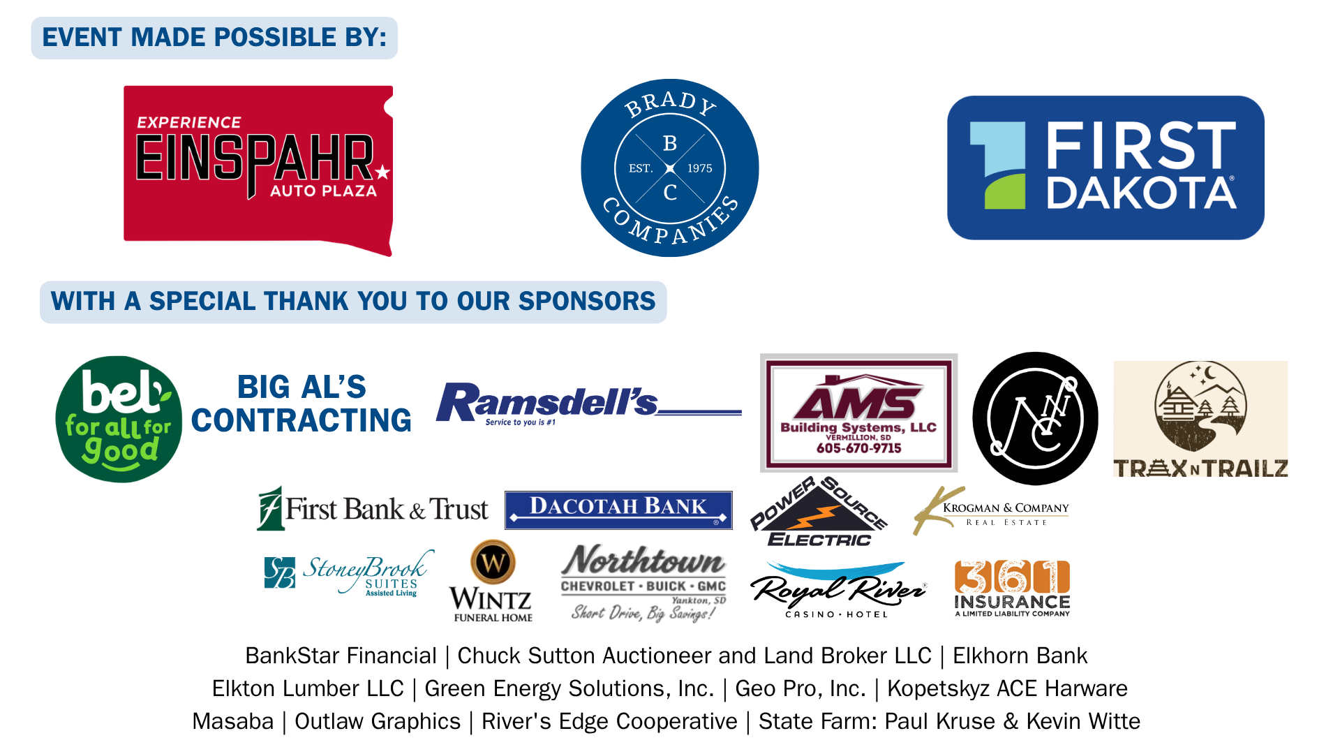 2026 Raffle Sponsors