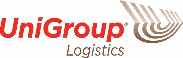 UniGroup Logistics logo in red and brown with stylized curved emblem