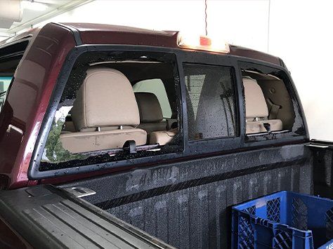 Truck with broken back window