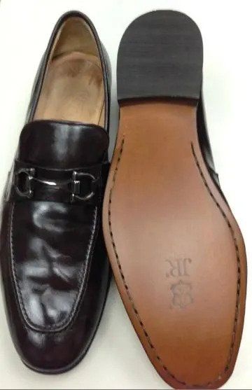 Before and After of a Black Leather Shoes — St. Louis, MO — Cobblestone Quality Shoe Repair