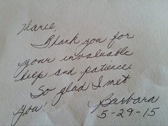 Sacramento Interior Design Customer thank you note