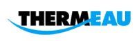 Logo de THERMEAU, texte noir avec « EAU » en bleu et une ligne bleue incurvée en dessous.