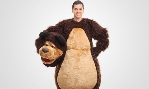Man in bear costume rented from us