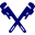 A pair of blue pipe wrenches crossed over each other on a white background.