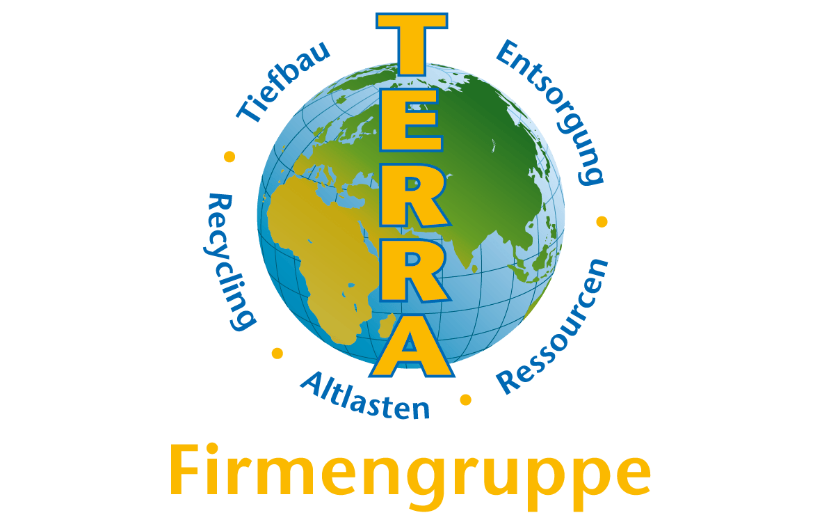 Ein Logo für die Terra Firmengruppe mit einem Globus in der Mitte