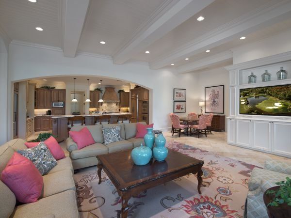 A living room with a couch and a coffee table.