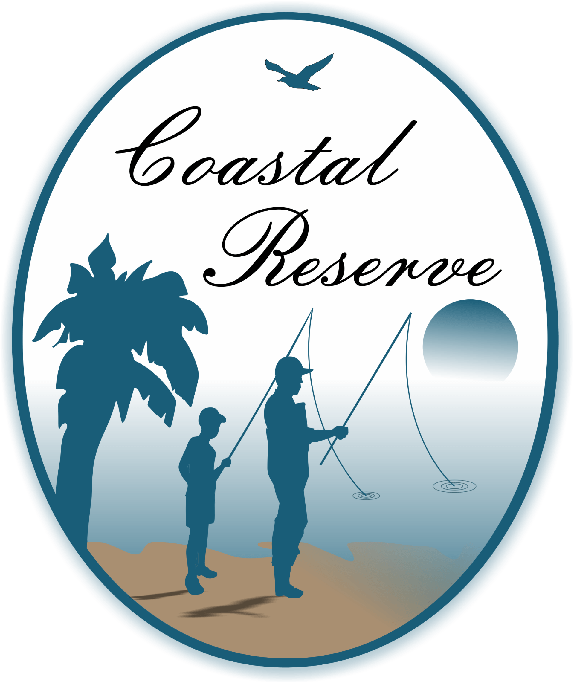 A logo for the coastal reserve with two men fishing — Naples, FL — Genuine Home Builders, Inc.