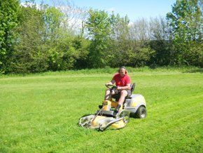 mowing the lawn