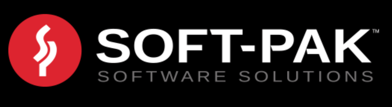 The soft pak software solutions logo is shown on a black background