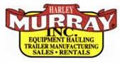 The logo for harley murray inc. equipment hauling trailer manufacturing sales and rentals.