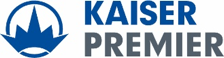 A kaiser premier logo with a crown on it