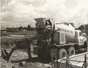 Old Photo of Truck at Construction Site — Chicagoland, IL — Welsch Ready Mix, Inc.