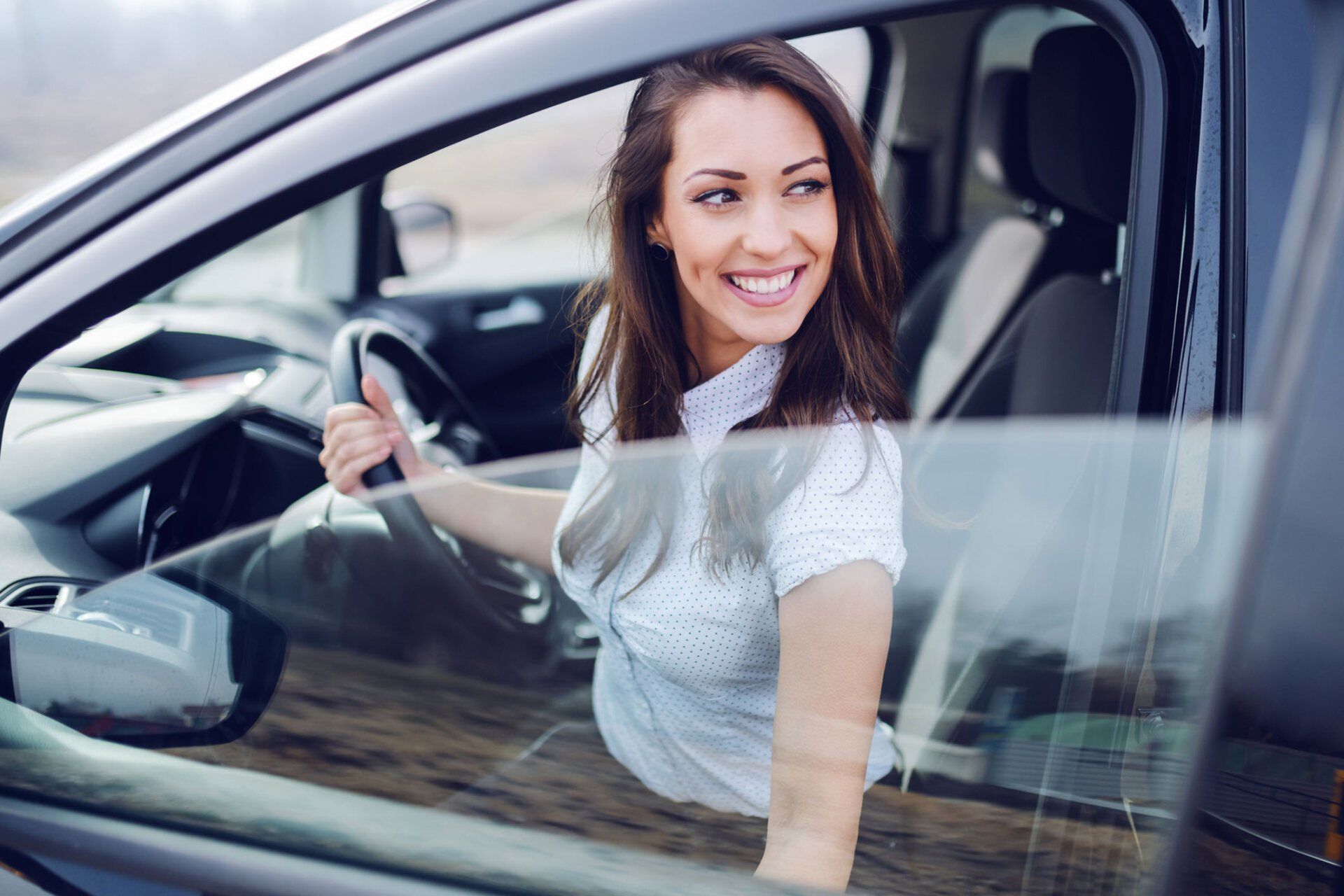 Beautiful Woman Getting Out of the Car — Oakwood, GA — Ace Lock & Safe Security