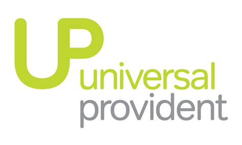The logo for universal provident is green and gray on a white background.