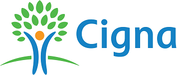 The cigna logo has a tree and a person in it.