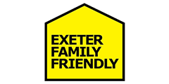 The logo for exeter family friendly is a yellow house.