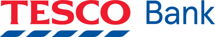 A red white and blue logo for tesco bank