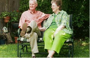 elderly couple on bench elderly couple on bench