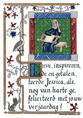 Original ArtWork by Dr. Patrice de Rijk - Card Medieval Embroideress Original ArtWork by Dr. Patrice de Rijk - Card Medieval Embroideress