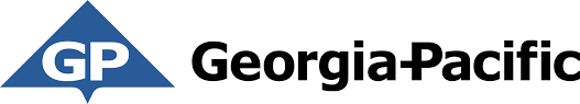 The logo for georgia pacific is blue and white