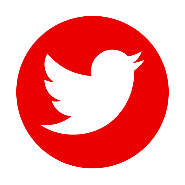 A white bird in a red circle on a white background