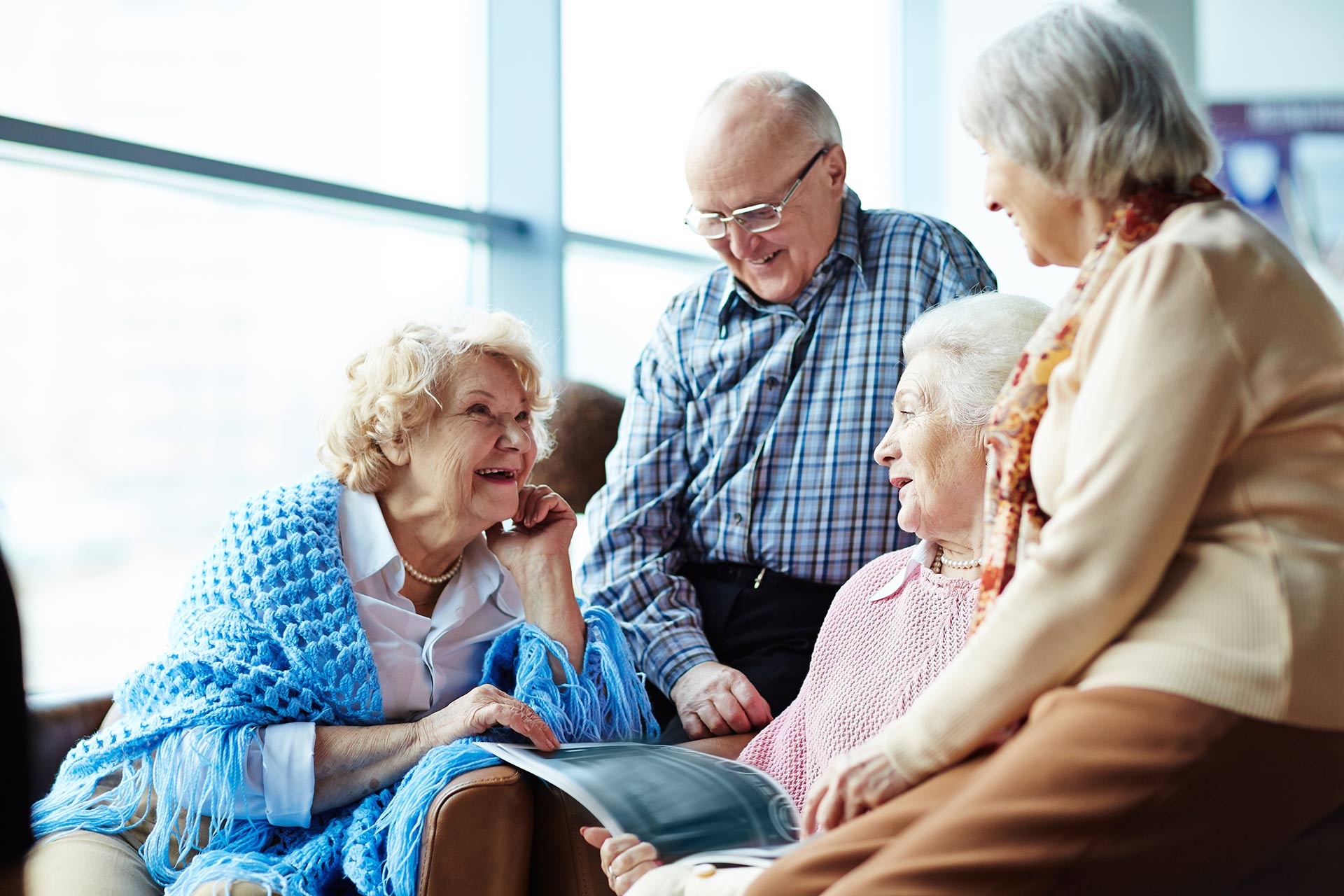 old people talking together