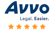 AVVO logo with “Legal. Easier.” and five orange stars on a white background