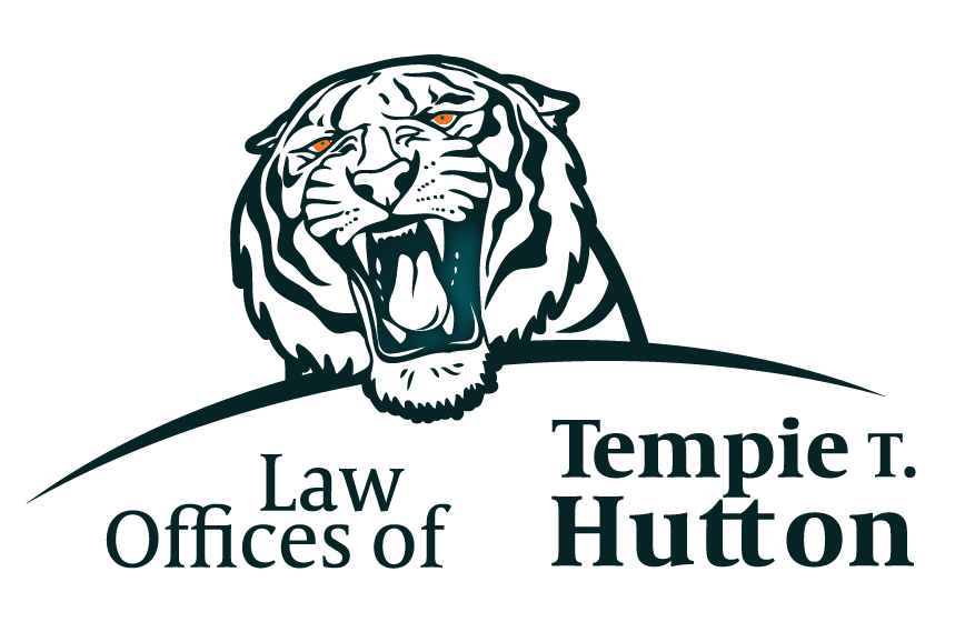 Law Offices of Tempie T. Hutton logo with a tiger illustration above the text