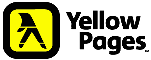 Yellow Pages logo with black and yellow icon and bold black text on white background