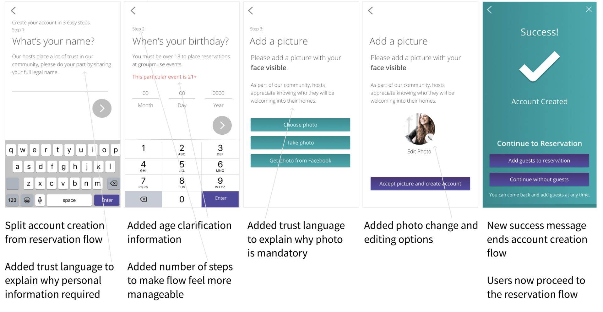 Account creation flow