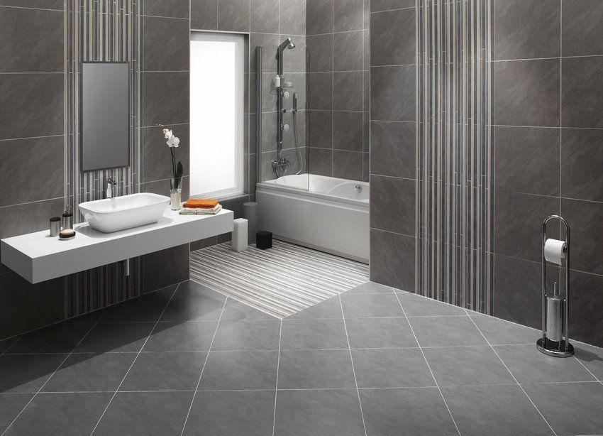 Grey slate bathroom