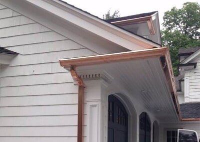 House w/ Copper Gutters & Leaders — Gutter Services in Westchester County, NY House w/ Copper Gutters & Leaders — Gutter Services in Westchester County, NY