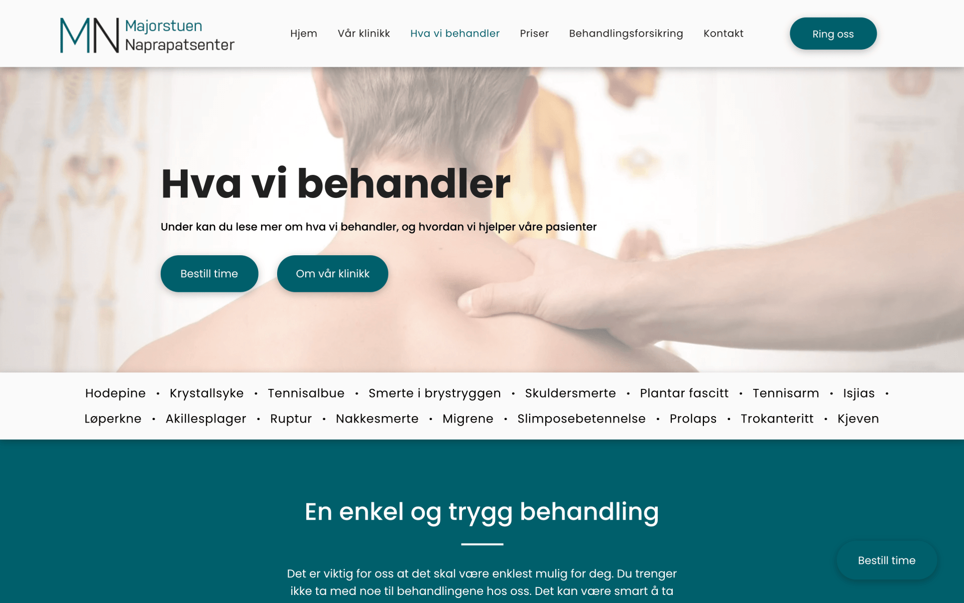 Oase Media har laget nettside til Majorstuen Naprapatsenter