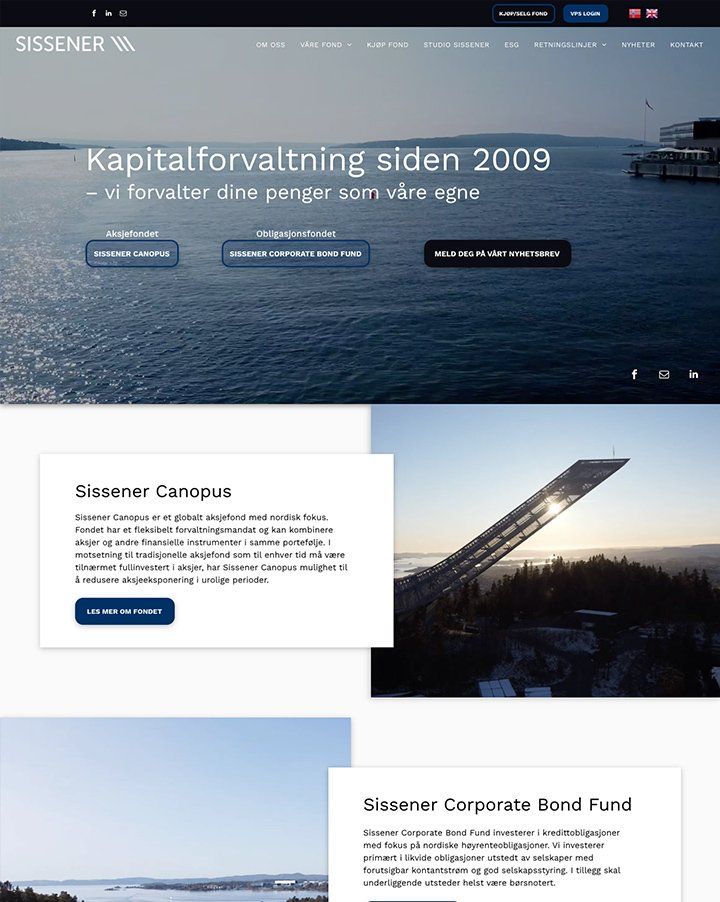 Nettside til Sissener AS laget av Oase Media