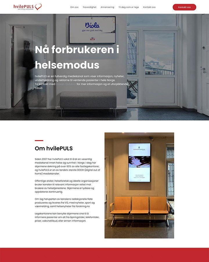 Nettside til Hvilepuls laget av Oase Media
