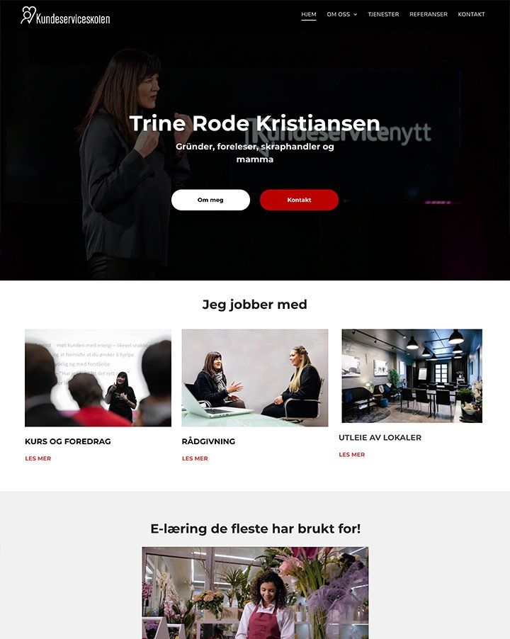 Nettside til Kundeserviceskolen laget av Oase Media