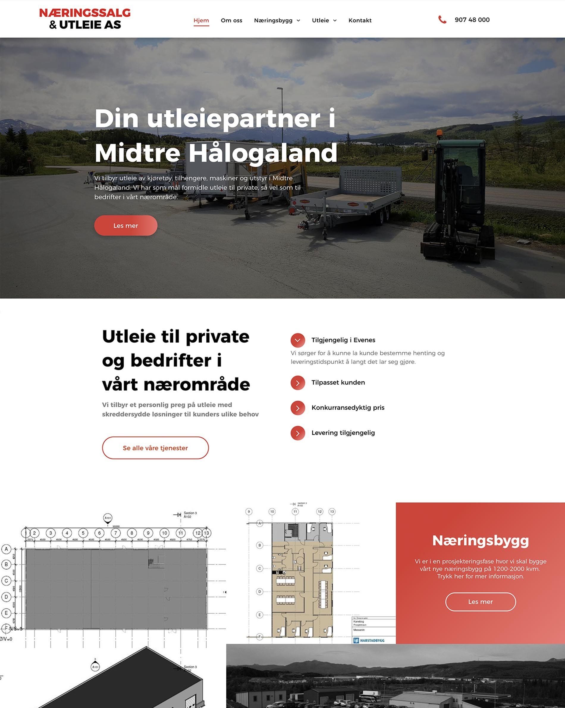Nettside til Næringssalg og utleie laget av Oase Media