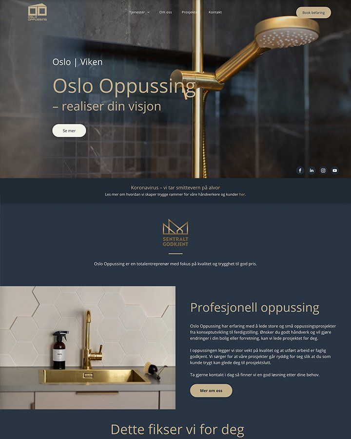 Nettside til Oslo Oppussing laget av Oase Media