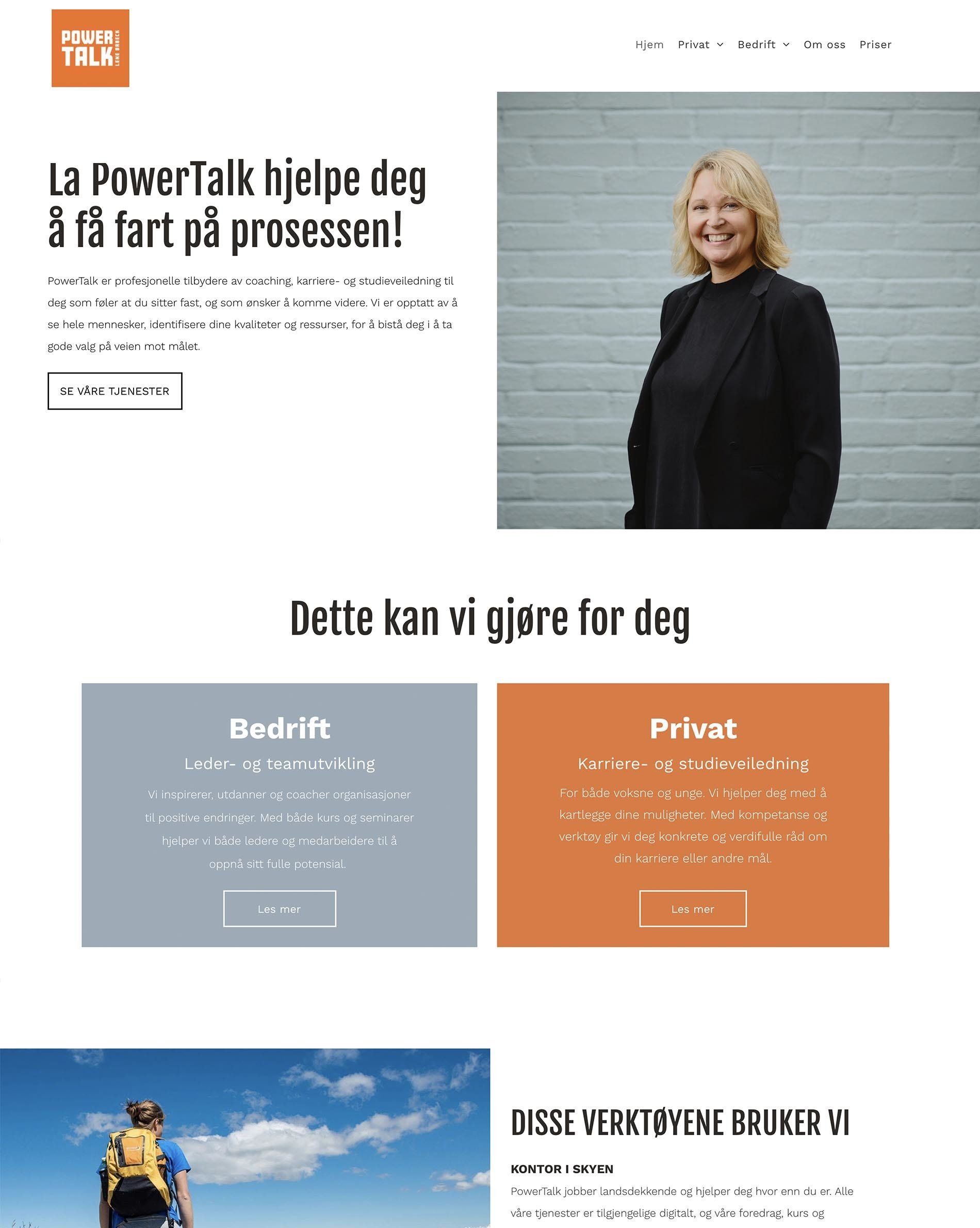 Nettside til PowerTalk laget av Oase Media