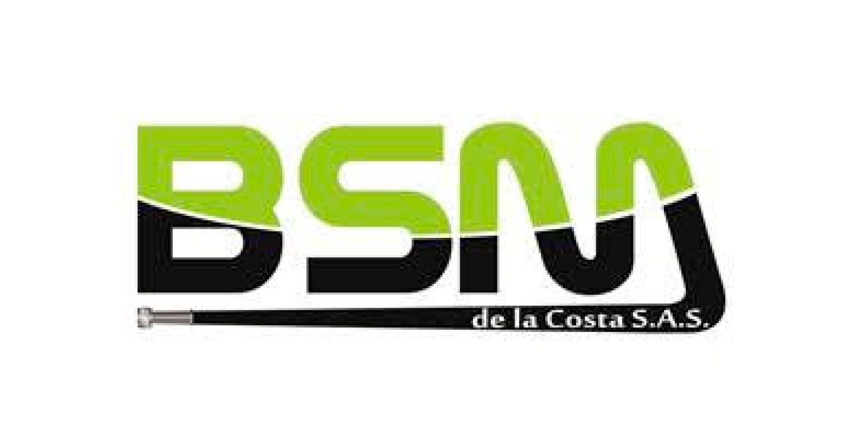 Logotipo con las letras “BSM”, con colores verde y negro, junto al texto “de la Costa SAS”.