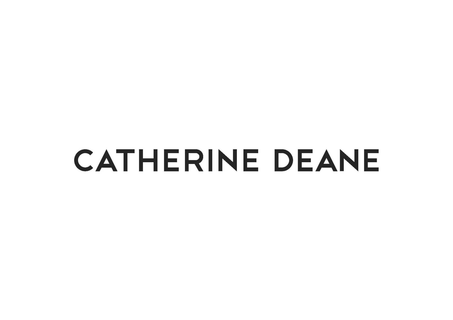 Ein schwarzweißes Logo für Catherine Deane auf weißem Hintergrund.