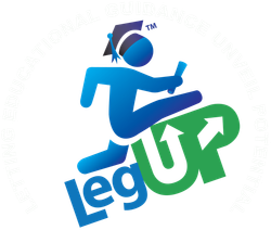 Blue figure with mortarboard leaping over