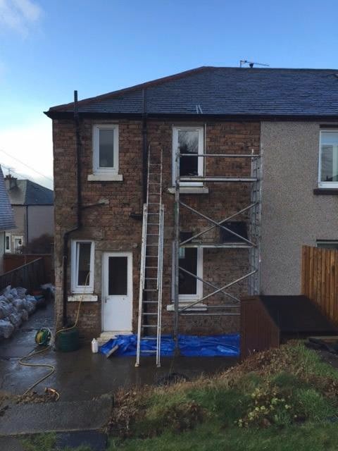 Ladders and scaffolding on a semi-detached property