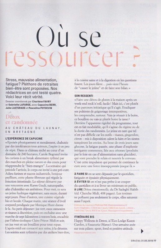 A page from a magazine that says où se ressourcer