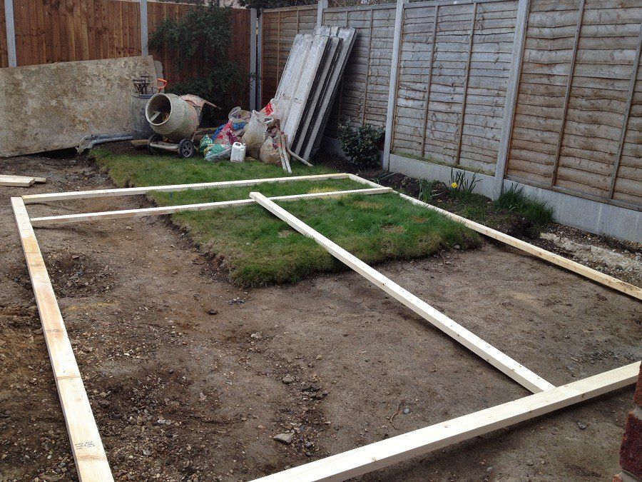 Marking out the koi pond and filter room