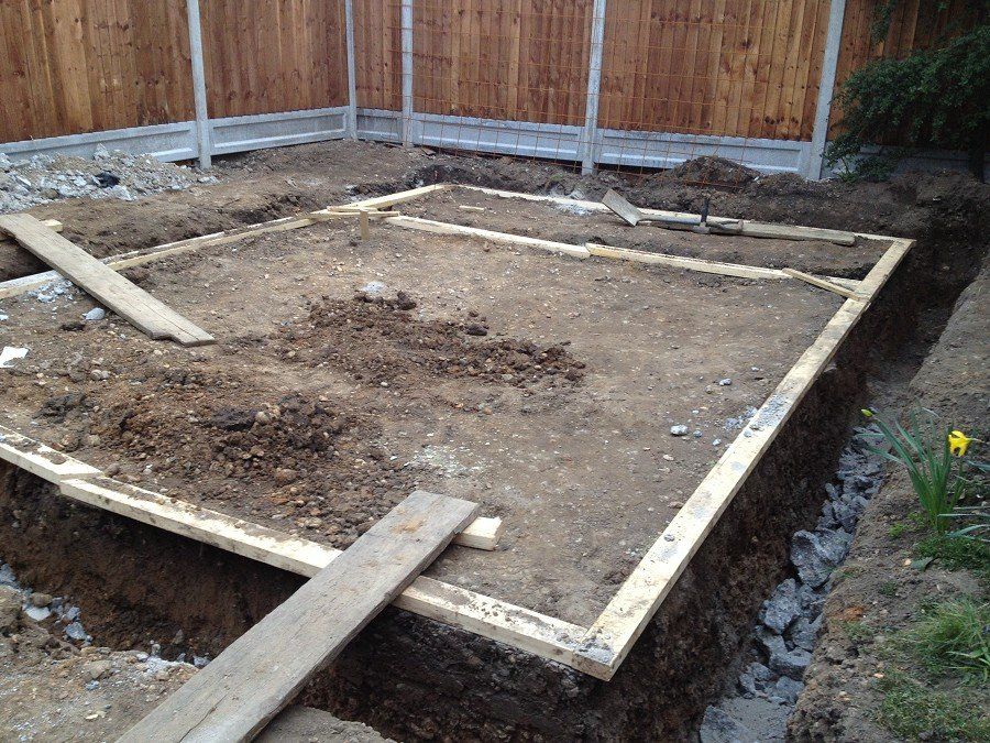 Digging out fandation for pond walls