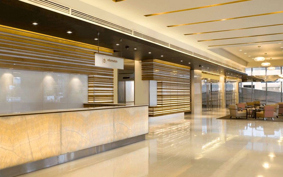 golden strips on the ceiling