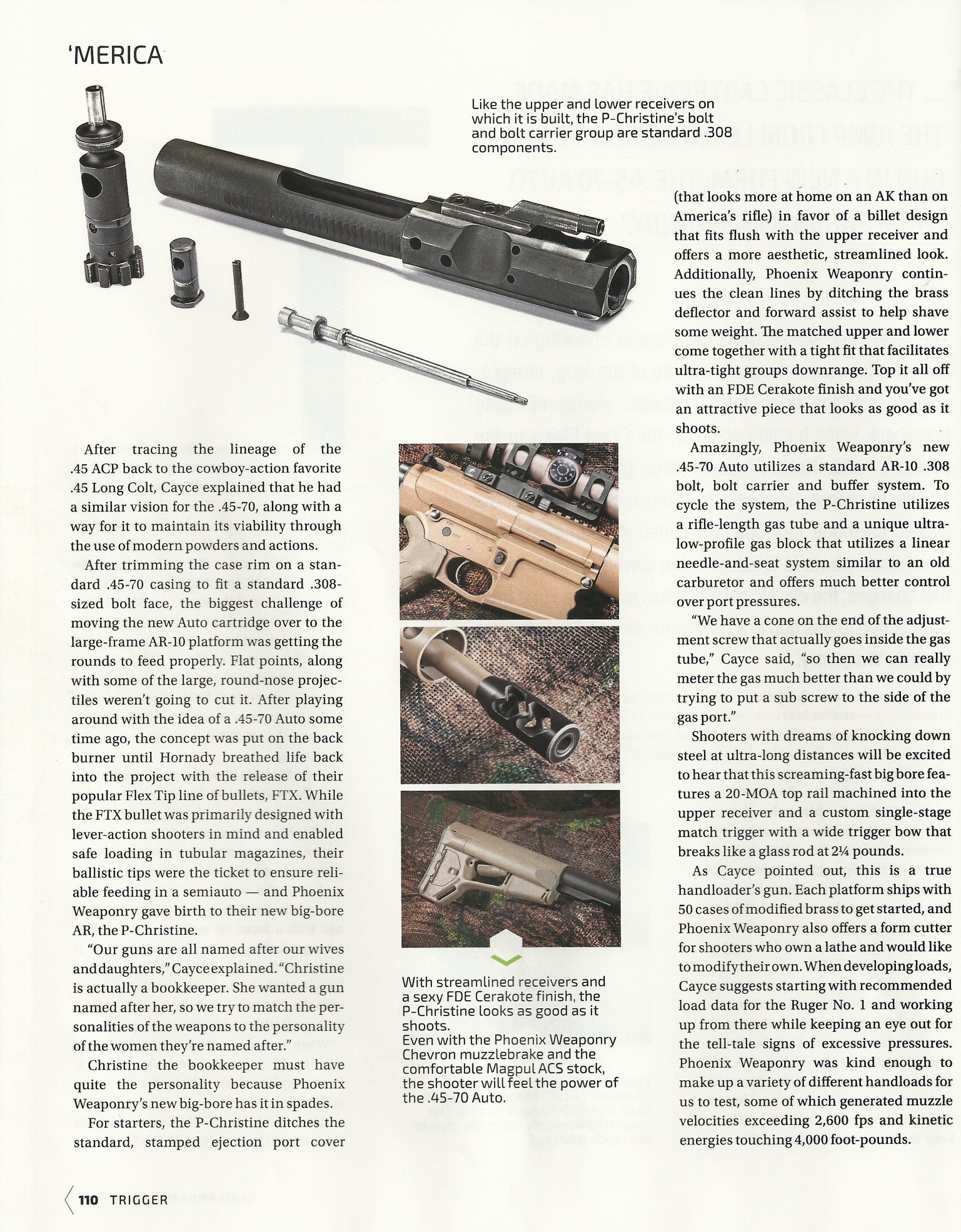 Disassembled rifle components and three rifle images, with accompanying text.