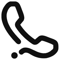 Icona – Telefono Icona di una cornetta telefonica nera con un piccolo punto, su sfondo bianco.