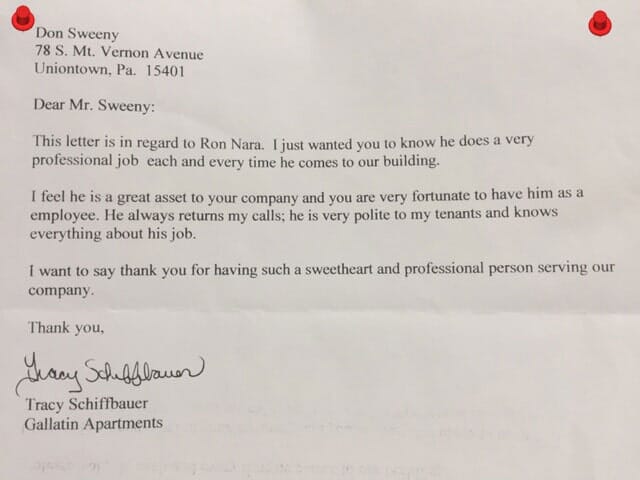 Testimonial Sent By The Client — Pest Control in Uniontown, PA
